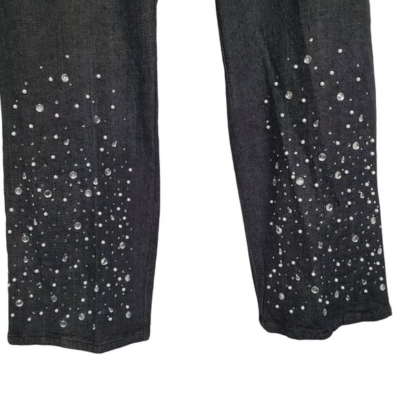 Quacker Factory 2X Jeans Denim Pearly Rhinestone Embellished Stretch Sparkle - Picture 9 of 10